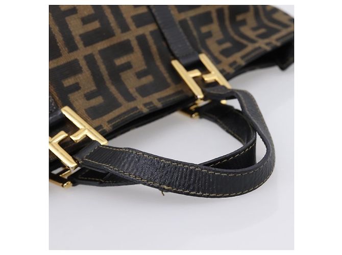 Borsa a mano FENDI Zucca Canvas Marrone Tono Oro Auth 205803 - vista 7