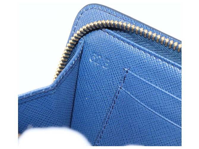 Saffiano Portafoglio a spalla con catena PRADA in pelle Safiano Blu Gold Auth 204270 D'oro - vista 12