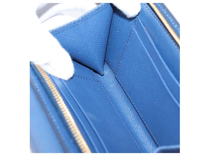 Saffiano Portafoglio a spalla con catena PRADA in pelle Safiano Blu Gold Auth 204270 D'oro - vista 23