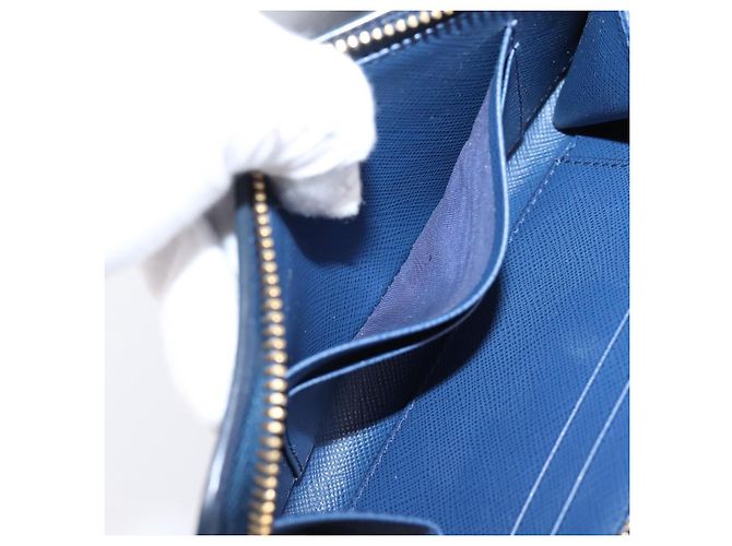 Saffiano Portafoglio a spalla con catena PRADA in pelle Safiano Blu Gold Auth 204270 D'oro - vista 24