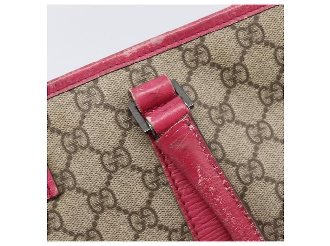 Borsa Tote GUCCI GG Supreme PVC Beige Silver 114595 Auth 201444 Argento - vista 10