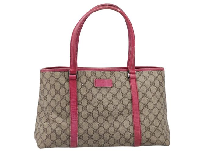Borsa Tote GUCCI GG Supreme PVC Beige Silver 114595 Auth 201444 Argento - vista 13