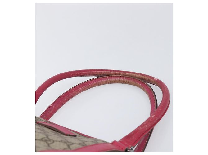 Borsa Tote GUCCI GG Supreme PVC Beige Silver 114595 Auth 201444 Argento - vista 14