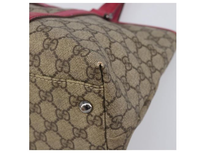 Borsa Tote GUCCI GG Supreme PVC Beige Silver 114595 Auth 201444 Argento - vista 15