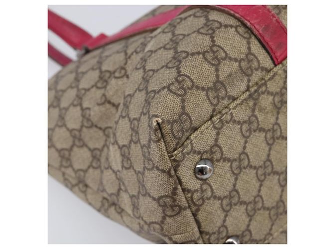 Borsa Tote GUCCI GG Supreme PVC Beige Silver 114595 Auth 201444 Argento - vista 16
