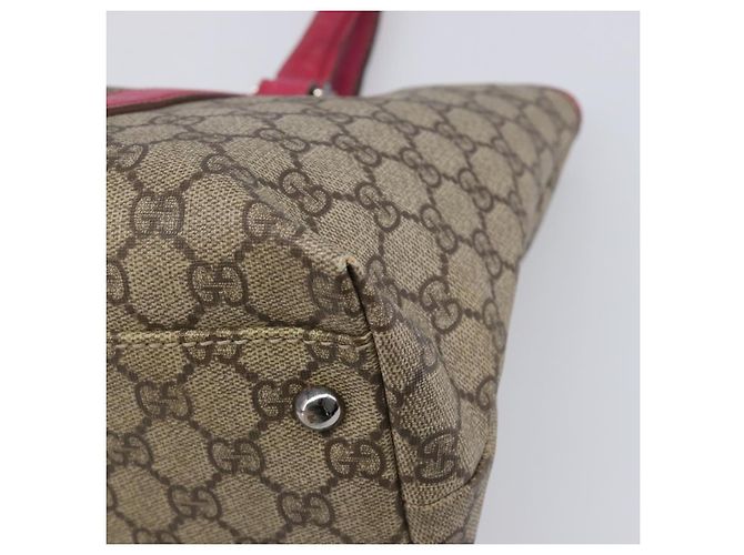 Borsa Tote GUCCI GG Supreme PVC Beige Silver 114595 Auth 201444 Argento - vista 17
