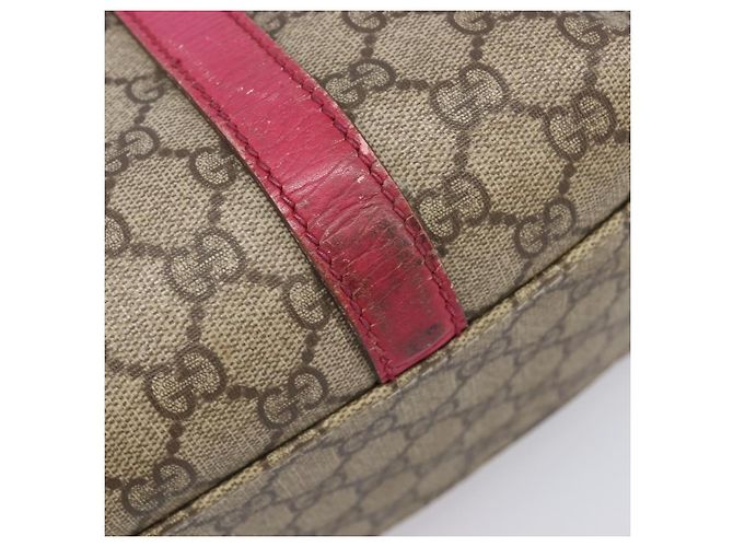 Borsa Tote GUCCI GG Supreme PVC Beige Silver 114595 Auth 201444 Argento - vista 19