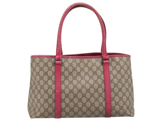 Borsa Tote GUCCI GG Supreme PVC Beige Silver 114595 Auth 201444 Argento - vista 2