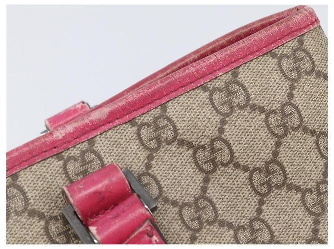 Borsa Tote GUCCI GG Supreme PVC Beige Silver 114595 Auth 201444 Argento - vista 21