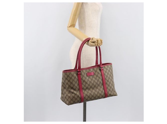 Borsa Tote GUCCI GG Supreme PVC Beige Silver 114595 Auth 201444 Argento - vista 27