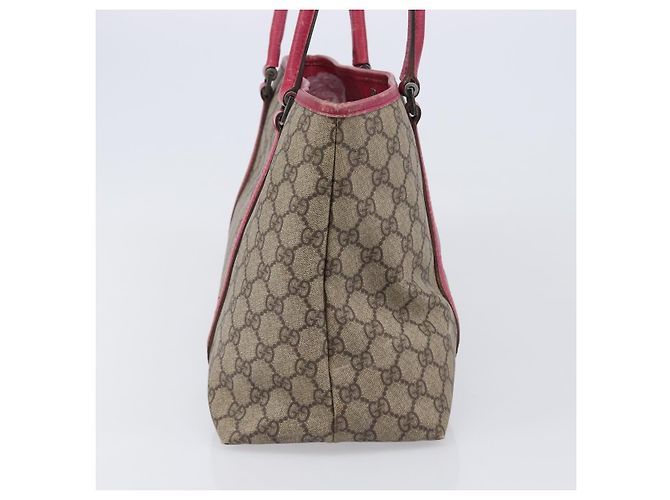 Borsa Tote GUCCI GG Supreme PVC Beige Silver 114595 Auth 201444 Argento - vista 3