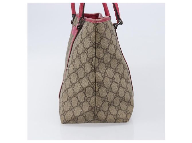 Borsa Tote GUCCI GG Supreme PVC Beige Silver 114595 Auth 201444 Argento - vista 4