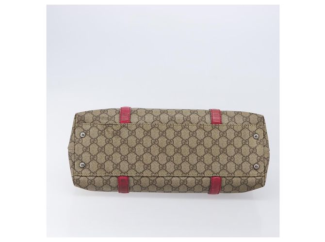 Borsa Tote GUCCI GG Supreme PVC Beige Silver 114595 Auth 201444 Argento - vista 5