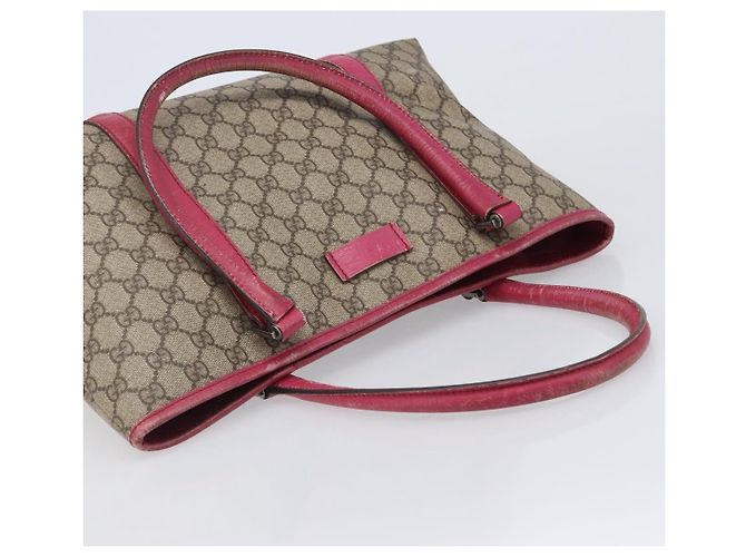 Borsa Tote GUCCI GG Supreme PVC Beige Silver 114595 Auth 201444 Argento - vista 6