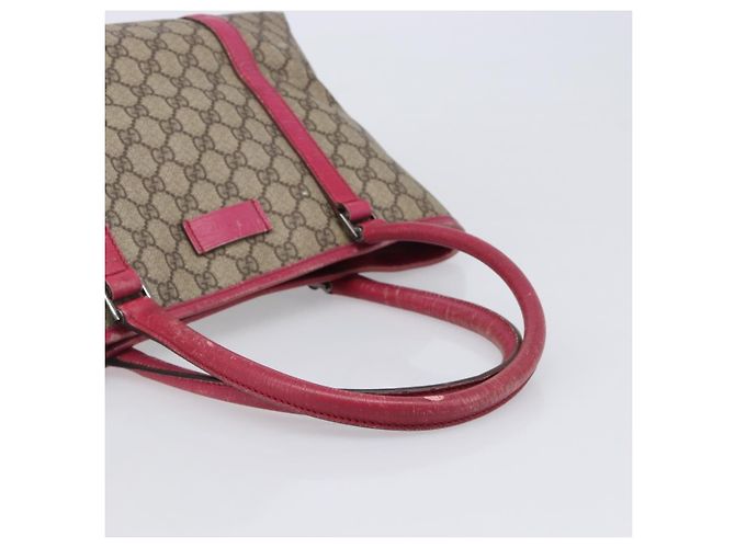 Borsa Tote GUCCI GG Supreme PVC Beige Silver 114595 Auth 201444 Argento - vista 7