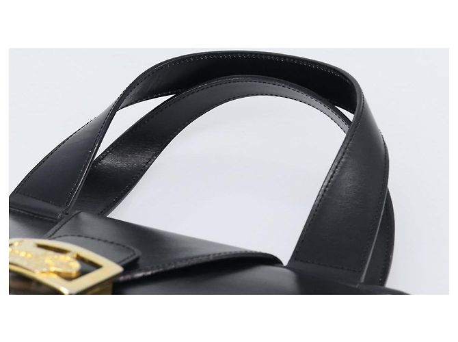 Céline Borsa a mano CELINE Horse Carriage in pelle nera e oro Auth 204622V Nero - vista 14
