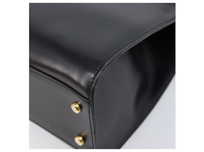 Céline Borsa a mano CELINE Horse Carriage in pelle nera e oro Auth 204622V Nero - vista 15