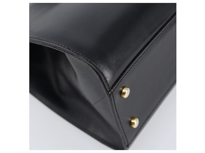 Céline Borsa a mano CELINE Horse Carriage in pelle nera e oro Auth 204622V Nero - vista 16