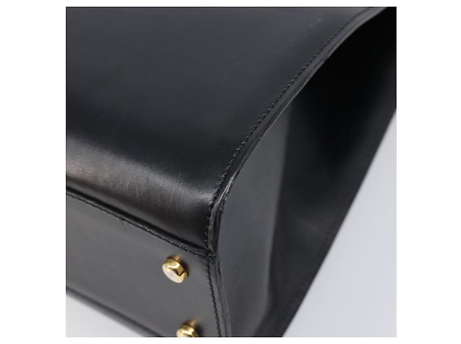 Céline Borsa a mano CELINE Horse Carriage in pelle nera e oro Auth 204622V Nero - vista 17