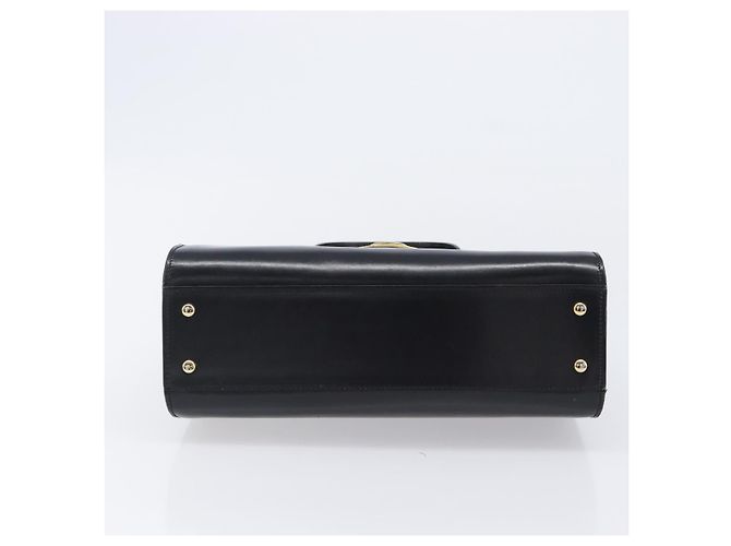 Céline Borsa a mano CELINE Horse Carriage in pelle nera e oro Auth 204622V Nero - vista 5