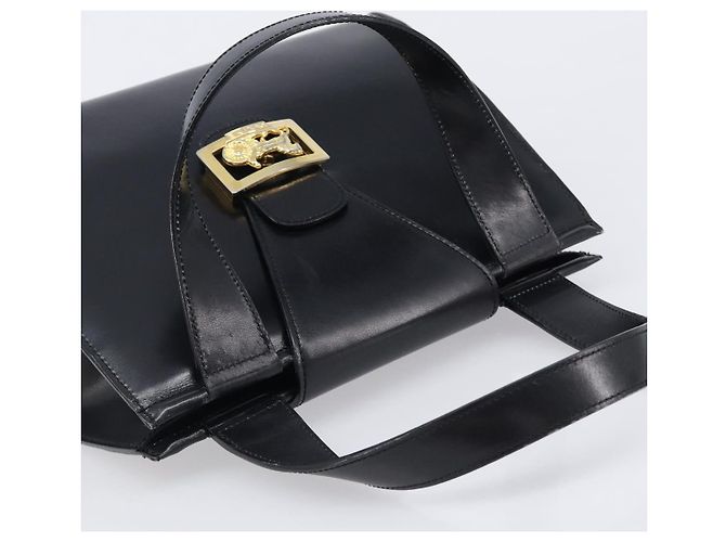 Céline Borsa a mano CELINE Horse Carriage in pelle nera e oro Auth 204622V Nero - vista 6