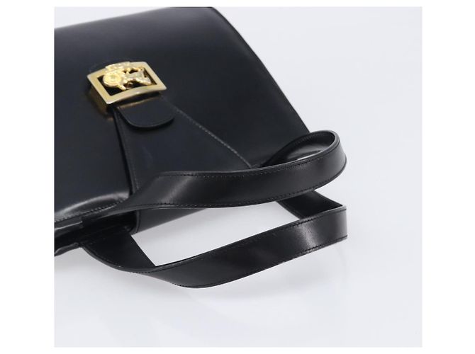 Céline Borsa a mano CELINE Horse Carriage in pelle nera e oro Auth 204622V Nero - vista 7