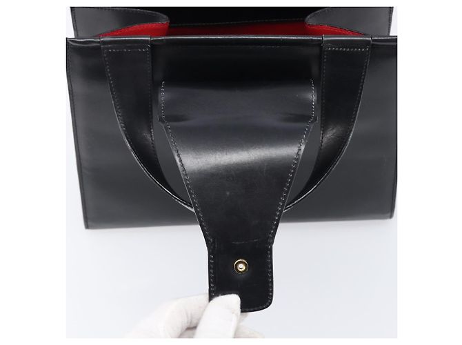 Céline Borsa a mano CELINE Horse Carriage in pelle nera e oro Auth 204622V Nero - vista 9