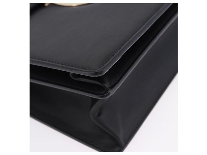 Borsa a tracolla Salvatore Ferragamo Gancini Chain in pelle nera e oro autentica 204374A - vista 16