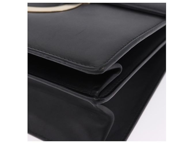 Borsa a tracolla Salvatore Ferragamo Gancini Chain in pelle nera e oro autentica 204374A - vista 17