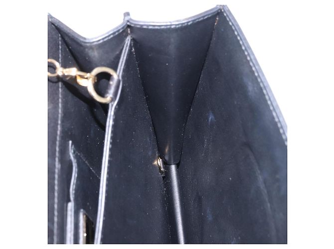 Borsa a tracolla Salvatore Ferragamo Gancini Chain in pelle nera e oro autentica 204374A - vista 28