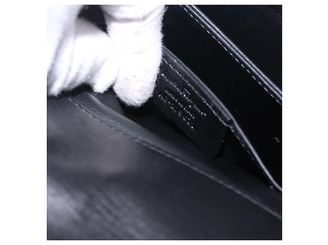 Borsa a tracolla Salvatore Ferragamo Gancini Chain in pelle nera e oro autentica 204374A - vista 29