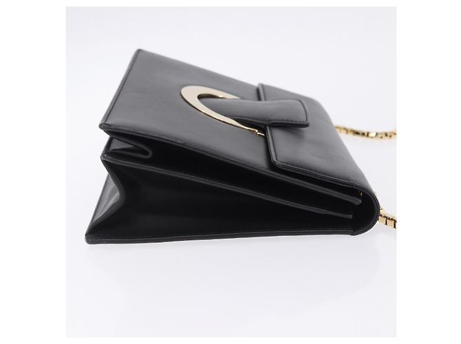 Borsa a tracolla Salvatore Ferragamo Gancini Chain in pelle nera e oro autentica 204374A - vista 4