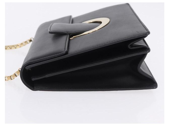 Borsa a tracolla Salvatore Ferragamo Gancini Chain in pelle nera e oro autentica 204374A - vista 5