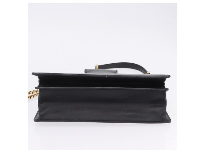 Borsa a tracolla Salvatore Ferragamo Gancini Chain in pelle nera e oro autentica 204374A - vista 6