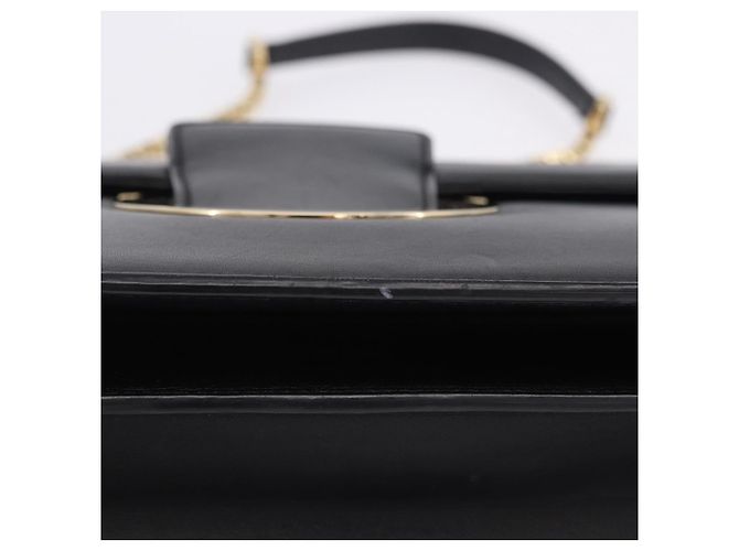 Borsa a tracolla Salvatore Ferragamo Gancini Chain in pelle nera e oro autentica 204374A - vista 7