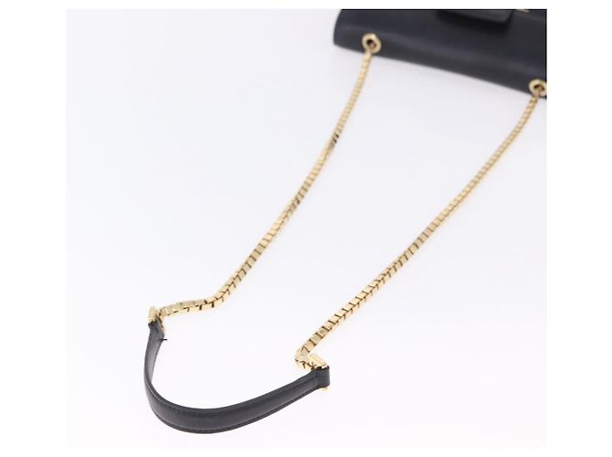 Borsa a tracolla Salvatore Ferragamo Gancini Chain in pelle nera e oro autentica 204374A - vista 8
