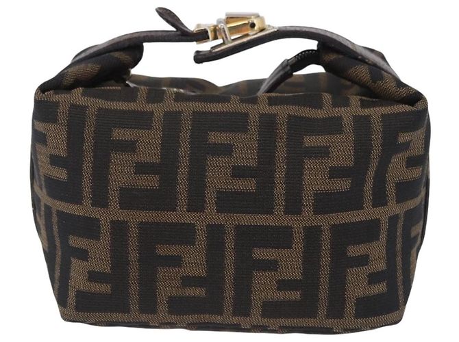 Borsa a Mano FENDI Zucca Canvas Nero Marrone Auth 203488 - vista 13