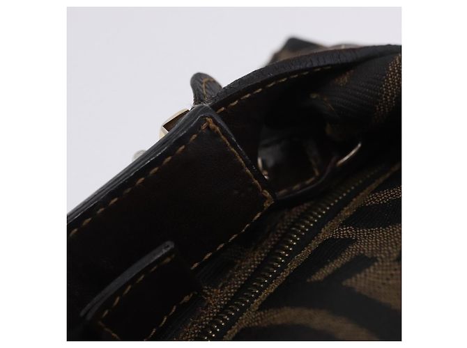Borsa a Mano FENDI Zucca Canvas Nero Marrone Auth 203488 - vista 14