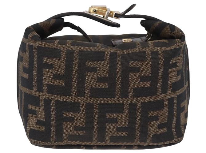 Borsa a Mano FENDI Zucca Canvas Nero Marrone Auth 203488 - vista 2