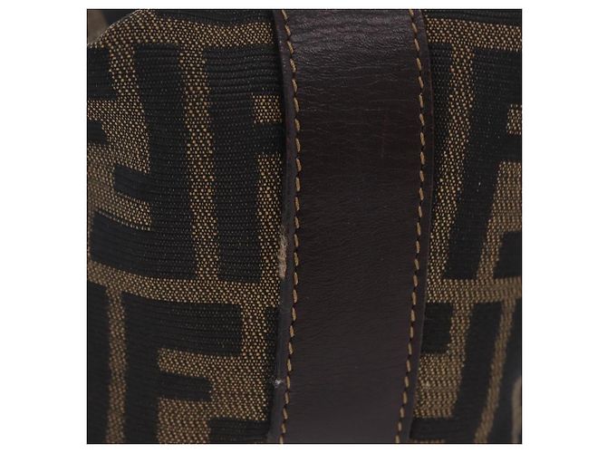 Borsa a Mano FENDI Zucca Canvas Nero Marrone Auth 203488 - vista 4