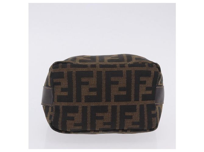 Borsa a Mano FENDI Zucca Canvas Nero Marrone Auth 203488 - vista 6