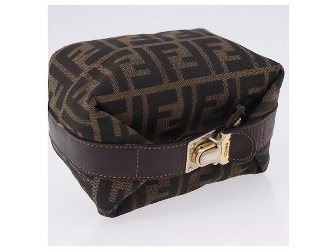 Borsa a Mano FENDI Zucca Canvas Nero Marrone Auth 203488 - vista 7