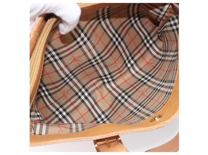 Borsa a mano BURBERRY in pelle beige e oro Auth 201376 D'oro - vista 12
