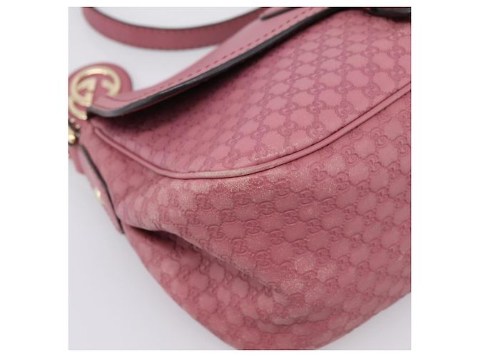 Bolso GUCCI Micro GG Canvas Guccissima de cuero Pink Gold 308452 Auth 201514 Rosa Dorado - vista 14