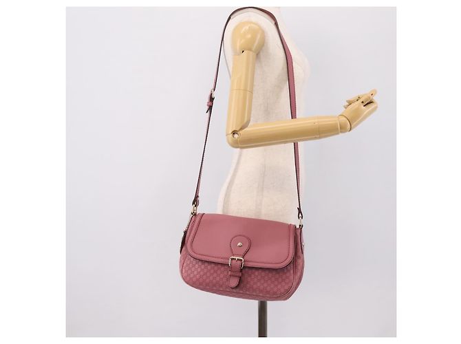 Bolso GUCCI Micro GG Canvas Guccissima de cuero Pink Gold 308452 Auth 201514 Rosa Dorado - vista 25