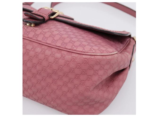 Bolso GUCCI Micro GG Canvas Guccissima de cuero Pink Gold 308452 Auth 201514 Rosa Dorado - vista 9