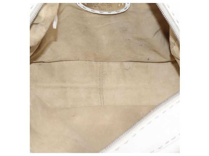 FENDI Celeria Handtasche aus Leder Weiß Silber Auth 201501 - Ansicht 11