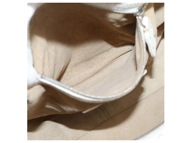 FENDI Celeria Handtasche aus Leder Weiß Silber Auth 201501 - Ansicht 24