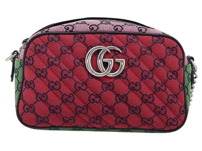 Borsa a catena GUCCI GG Canvas GG Marmont Multicolor Silver 447632 Auth 203621 Argento Multicolore - vista 13