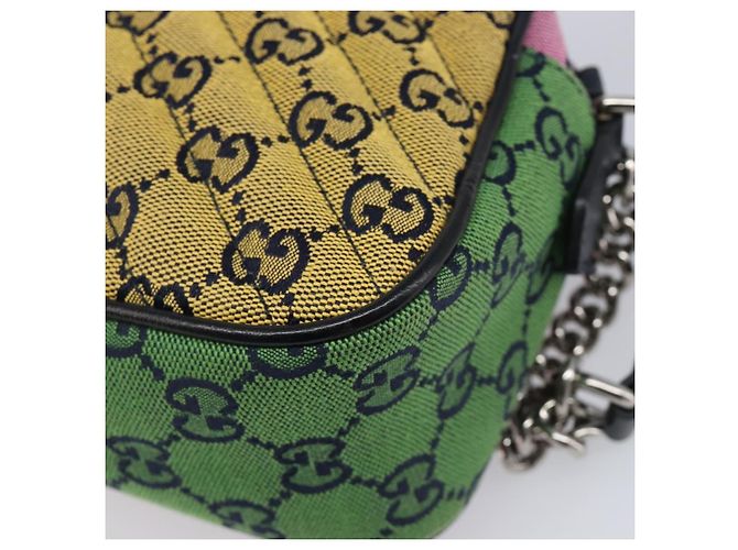 Borsa a catena GUCCI GG Canvas GG Marmont Multicolor Silver 447632 Auth 203621 Argento Multicolore - vista 17